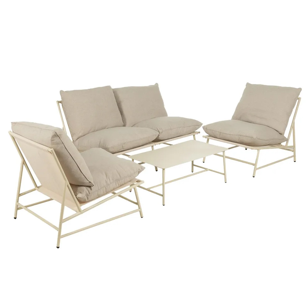 Conjunto Exterior de Acero Crema y Tejido de Olefina Beige    