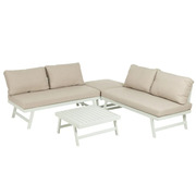Conjunto Jardín de Aluminio Blanco y Tejido de Olefina Beige