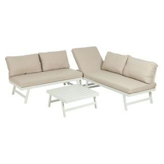 Conjunto Jardín de Aluminio Blanco y Tejido de Olefina Beige