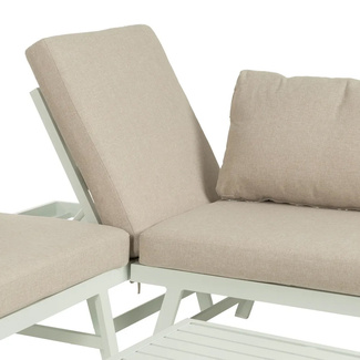Conjunto Jardín de Aluminio Blanco y Tejido de Olefina Beige