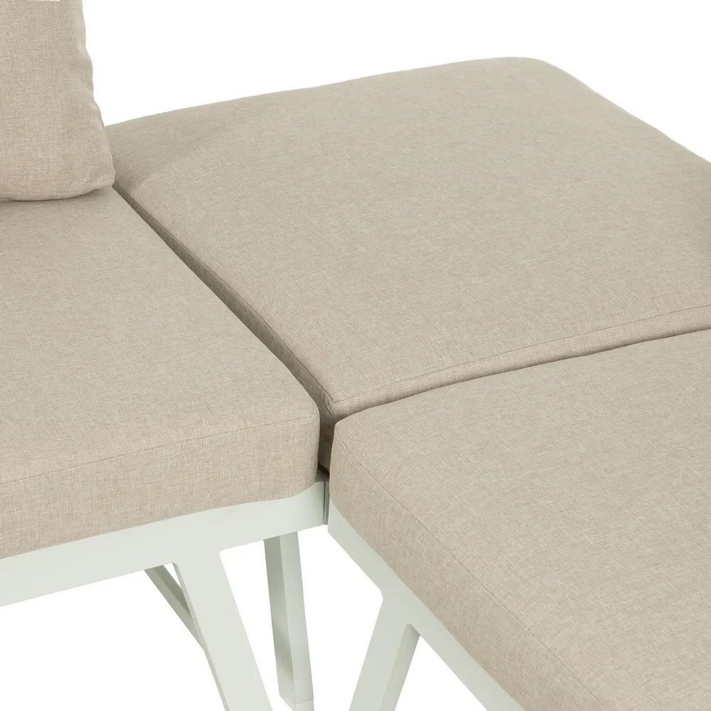 Conjunto Jardín de Aluminio Blanco y Tejido de Olefina Beige