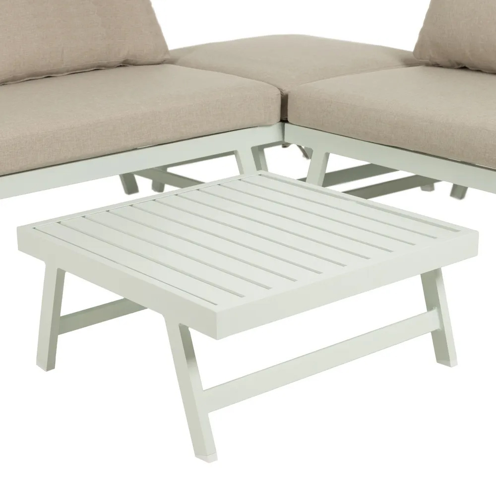 Conjunto Jardín de Aluminio Blanco y Tejido de Olefina Beige