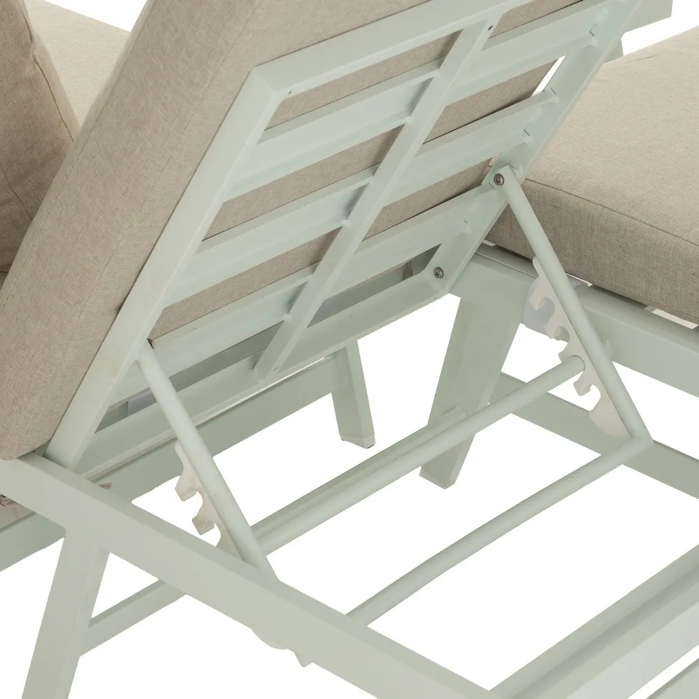 Conjunto Jardín de Aluminio Blanco y Tejido de Olefina Beige
