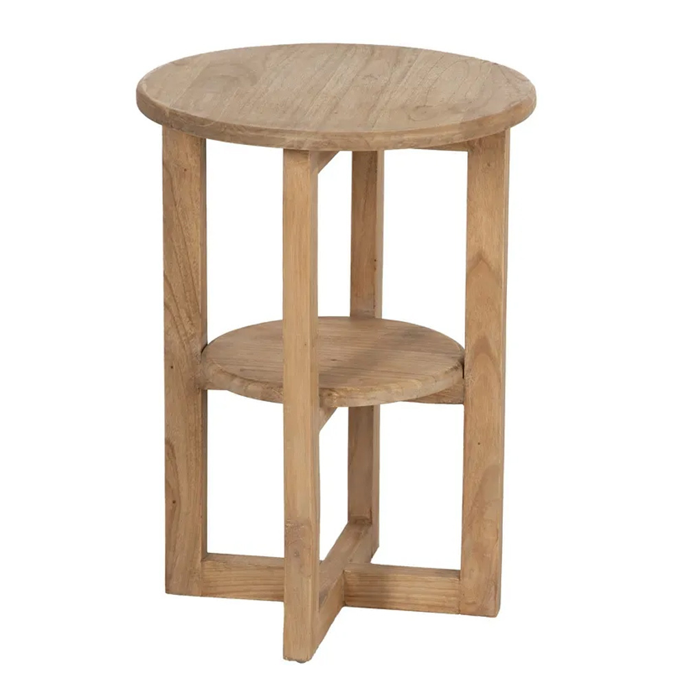 Mesa Auxiliar de Madera de Mindi Natural 40 x 40 x 55 cm 