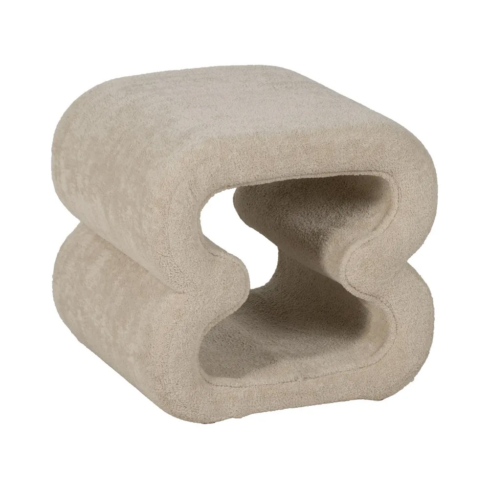 Puf de Diseño Tejido de Poliéster Beige 42 x 45 x 42 cm 