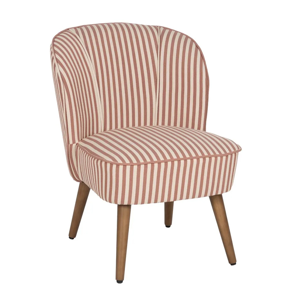 Sillón Vintage Rayas Terracota de Madera de Caucho 64 x 54 x 73 cm   