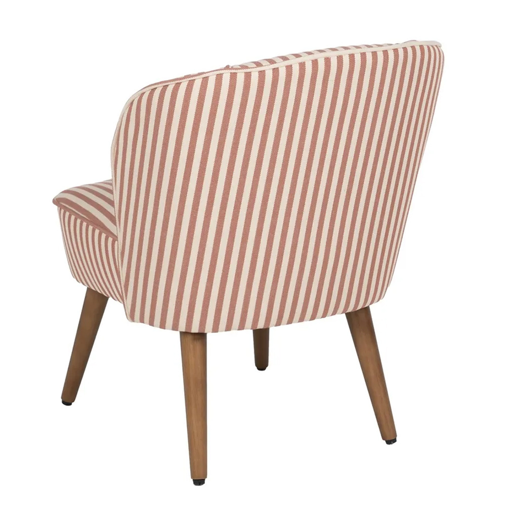 Sillón Rayas Terracota de Madera de Caucho 64 x 54 x 73 cm 