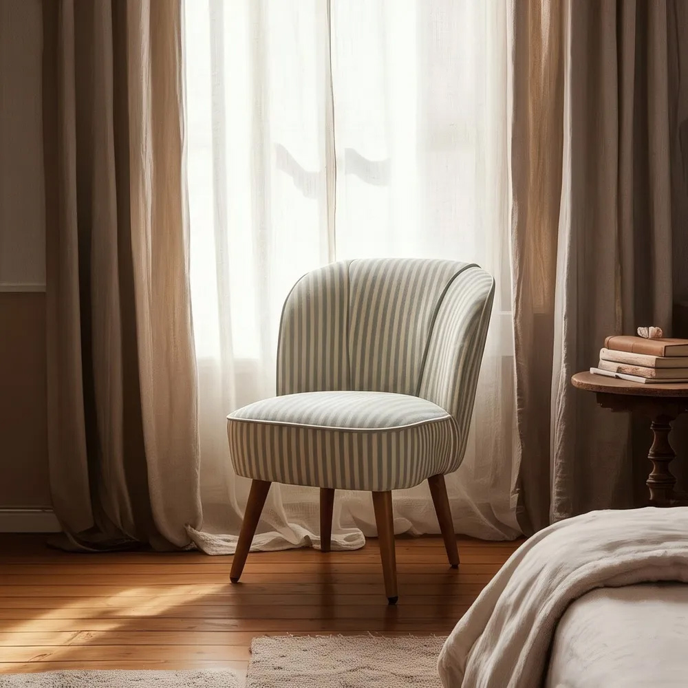 Sillón Rayas Verde de Madera de Caucho 64 x 54 x 73 cm 
