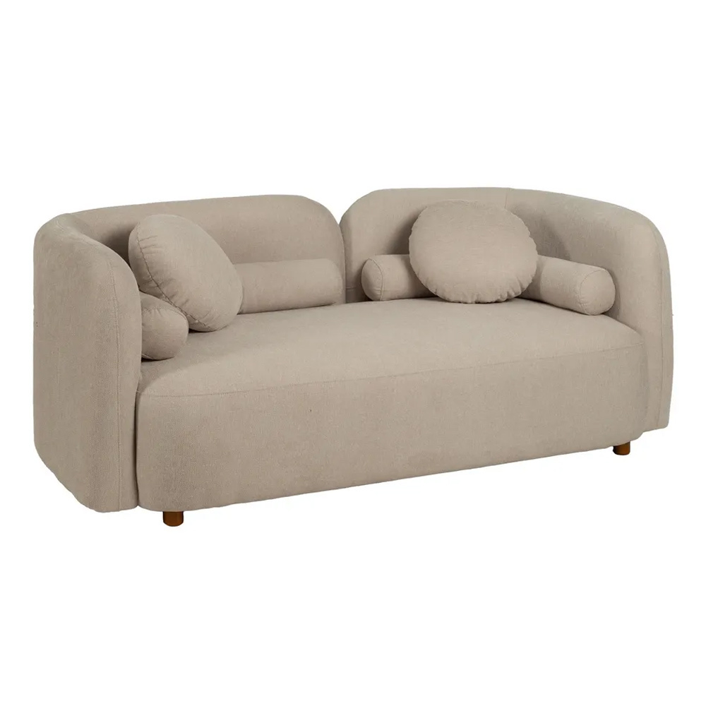 Sofá 2 Plazas de Madera y Tejido Beige 88 x 176 x 72 cm 