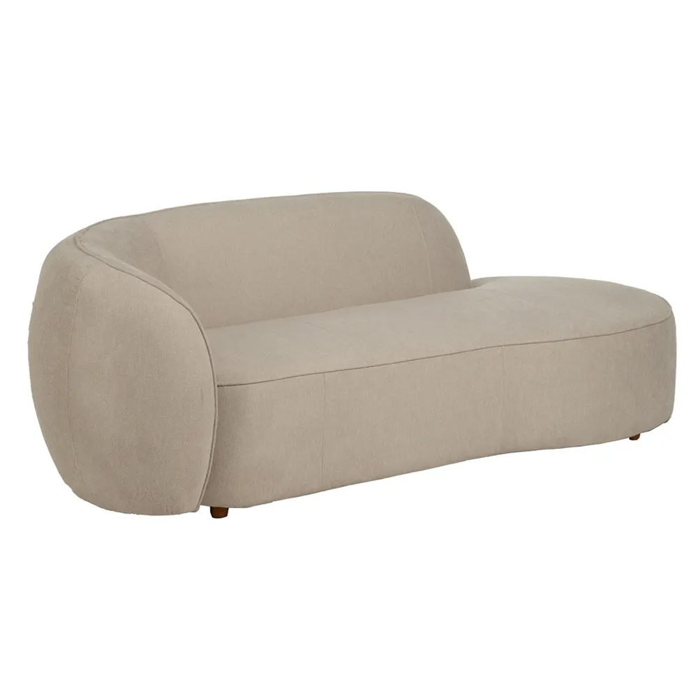 Sofá de 3 Plazas de Madera y Poliéster Beige 100 x 229 x 76 cm