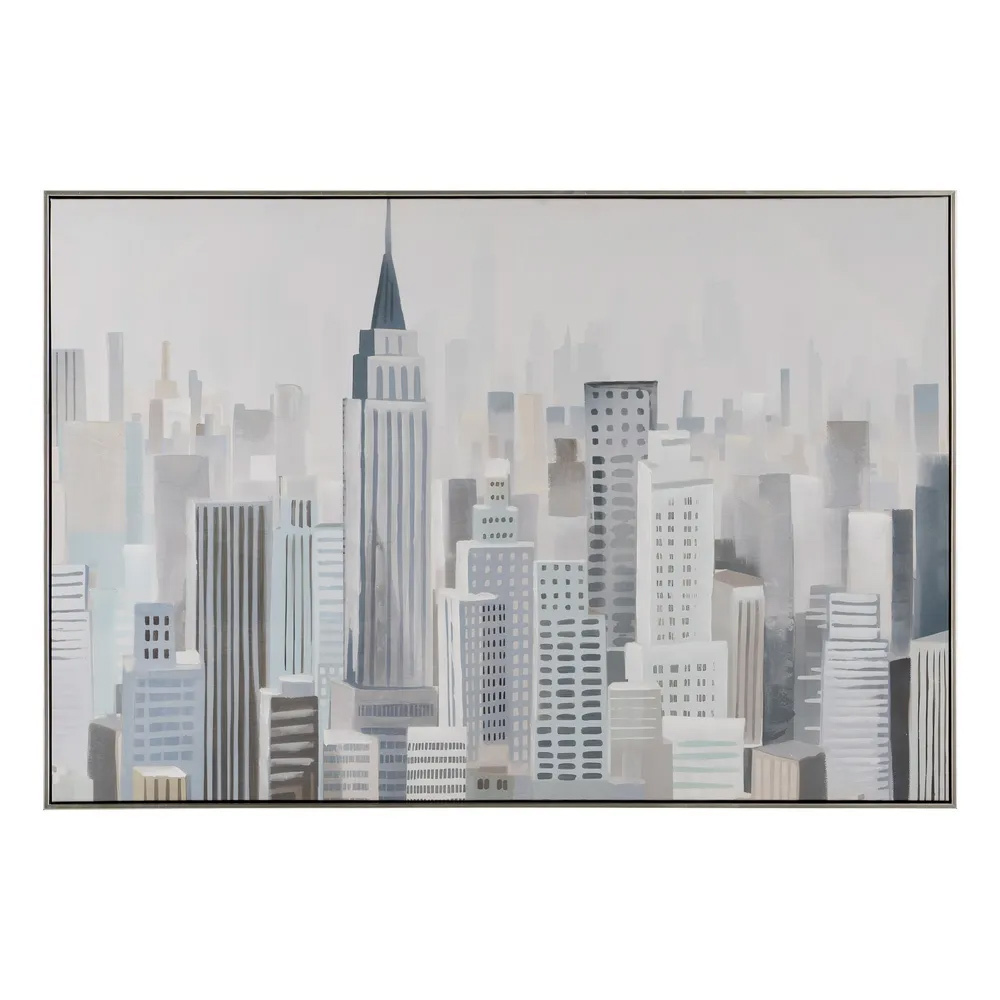 Cuadro Pintura Ciudad en Lienzo Técnica Mixta 3,5 x 120 x 80 cm 