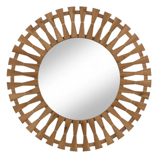 Espejo de Pared de Madera Natural 3 x 100 x 100 cm 