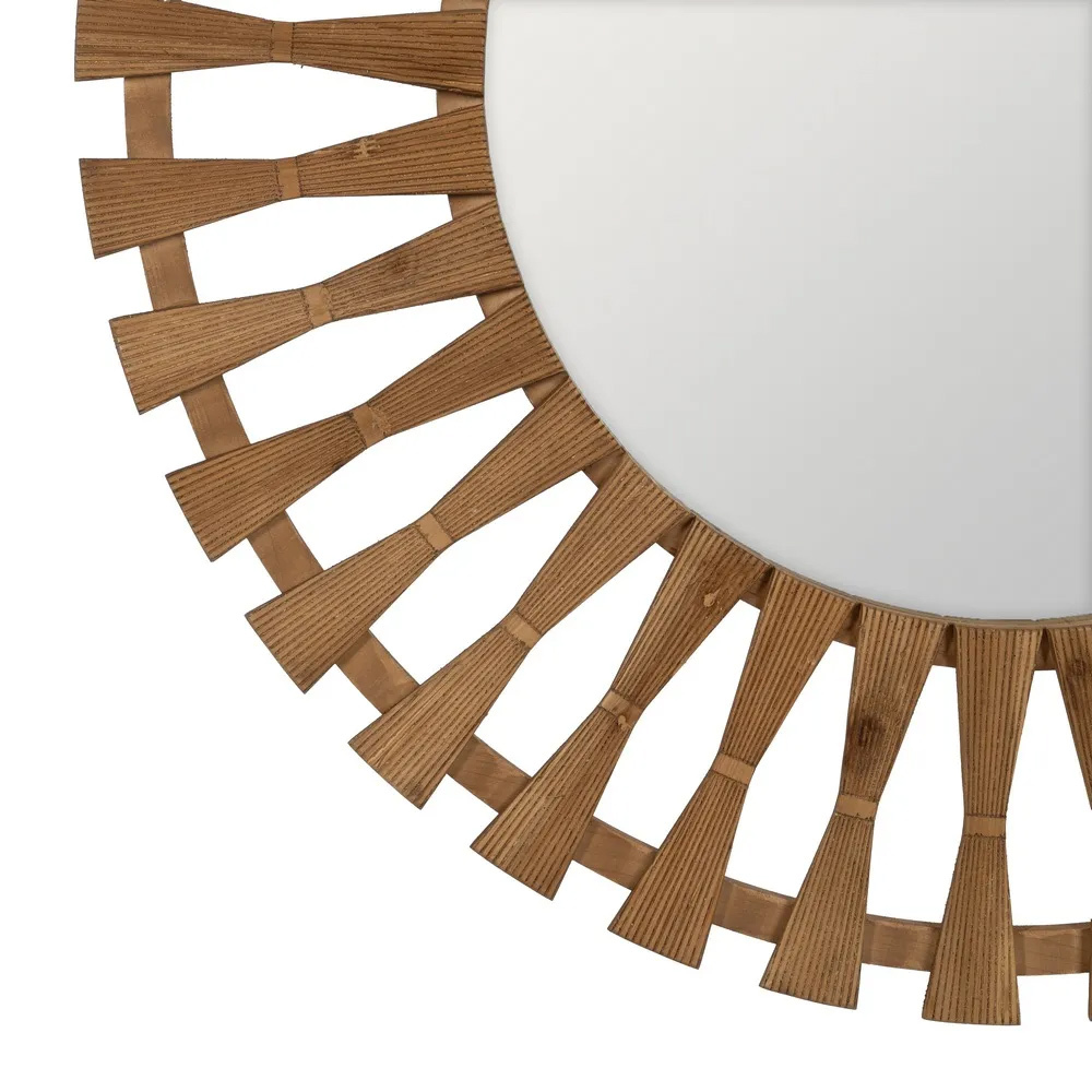 Espejo de Pared de Madera Natural 3 x 100 x 100 cm 