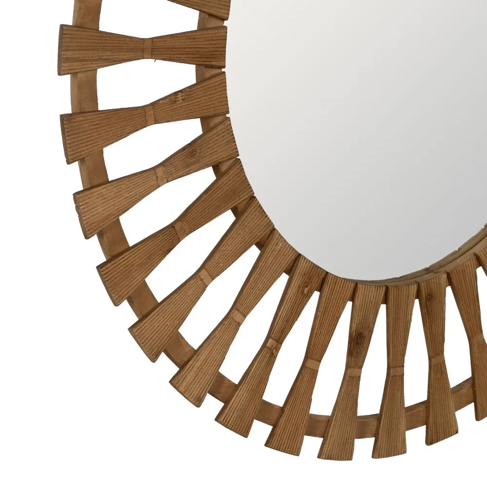 Espejo de Pared de Madera Natural 3 x 100 x 100 cm 