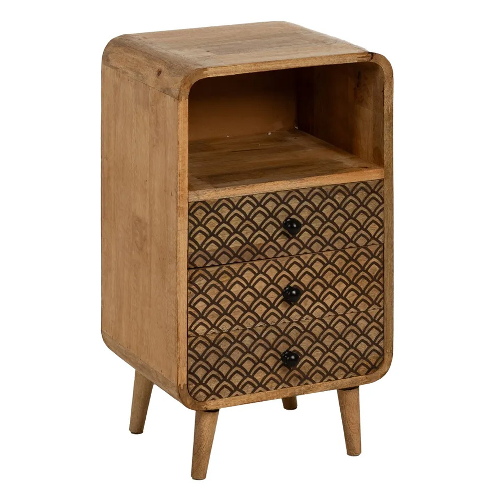 Mesita de Noche Vintage de Madera 3 Cajones 31 x 37 x 66 cm 