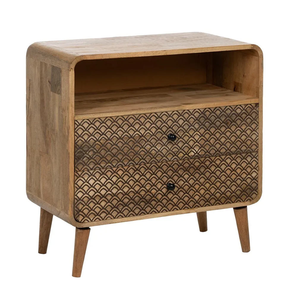 Mesita de Noche Vintage de Madera 2 Cajones 35 x 70,5 x 71 cm 