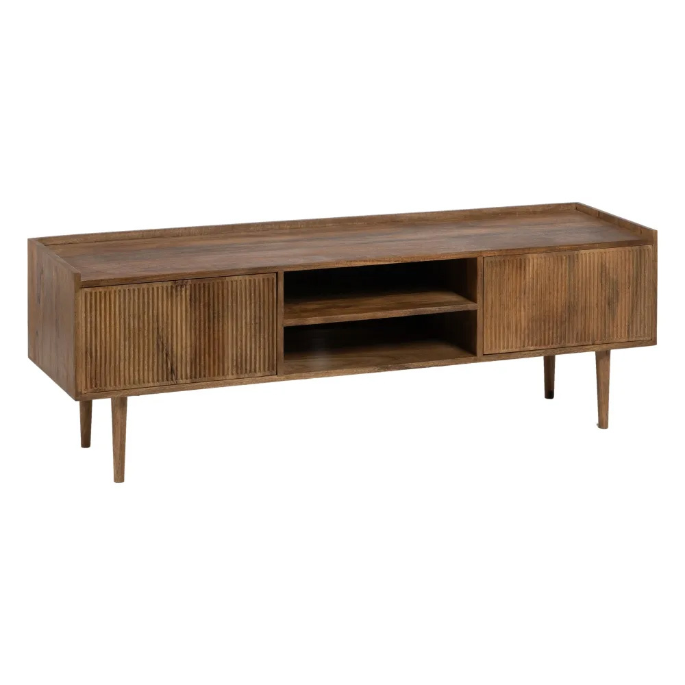 Mueble de Televisión de Madera Natural 2 Puertas 40 x 150 x 50 cm  