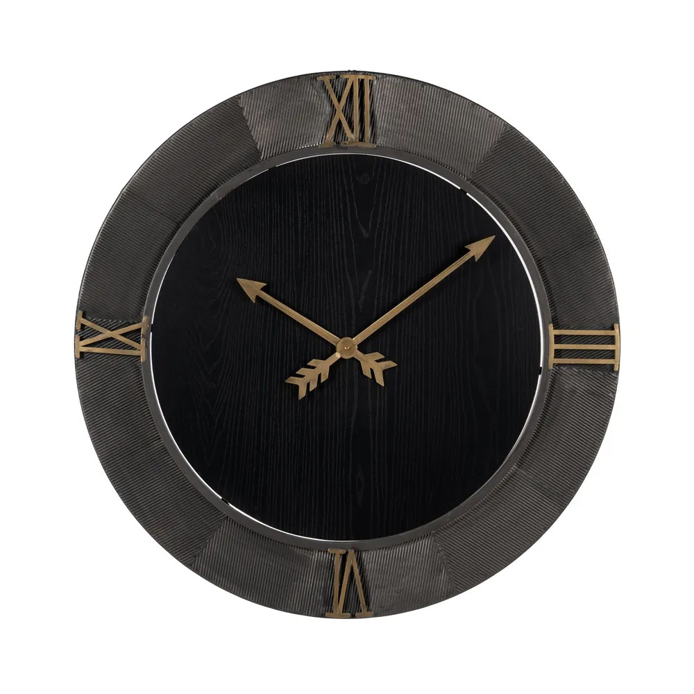 Reloj de Pared de Hierro Negro 2,5 x 80 x 80 cm  