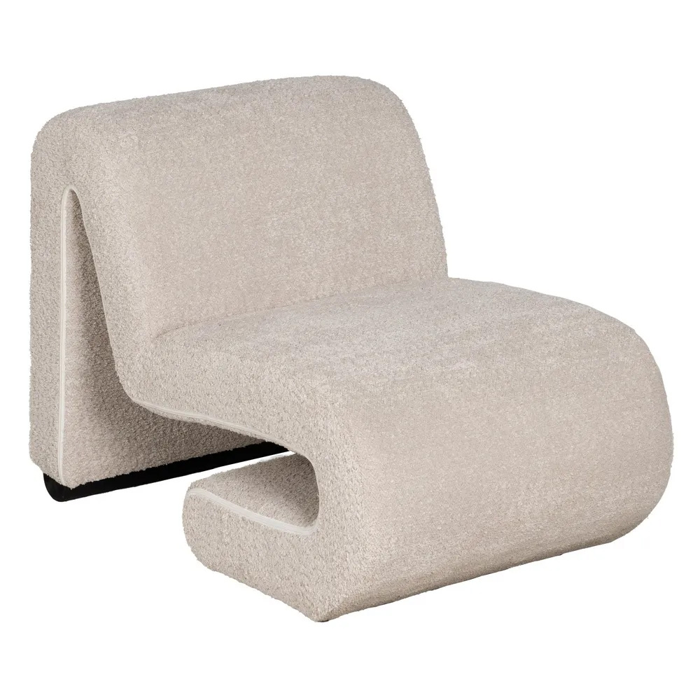 Sillón de Madera y Poliéster Beige 90 x 60 x 63 cm 