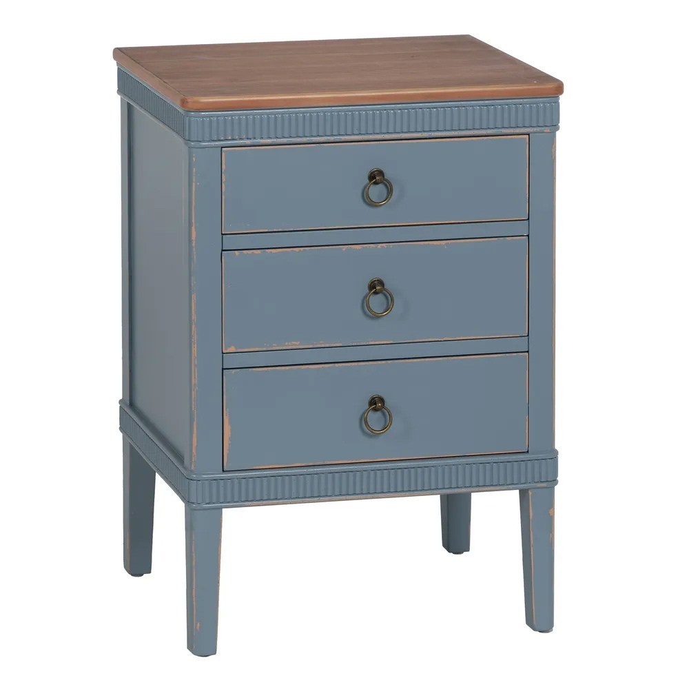 Mesita de Noche de Madera Azul 3 Cajones 38 x 50 x 72 cm 