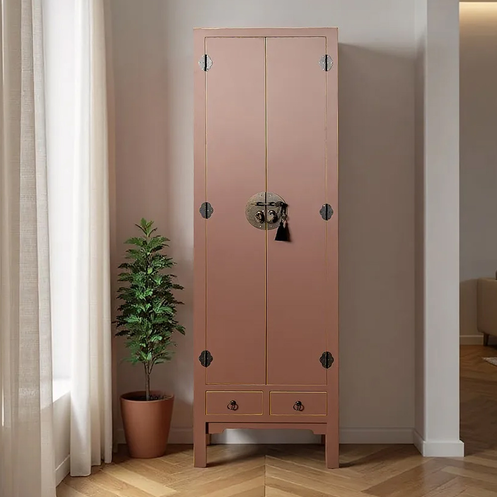 Armario Oriental de Madera Moka 2 Puertas 33 x 55 x 185 cm 