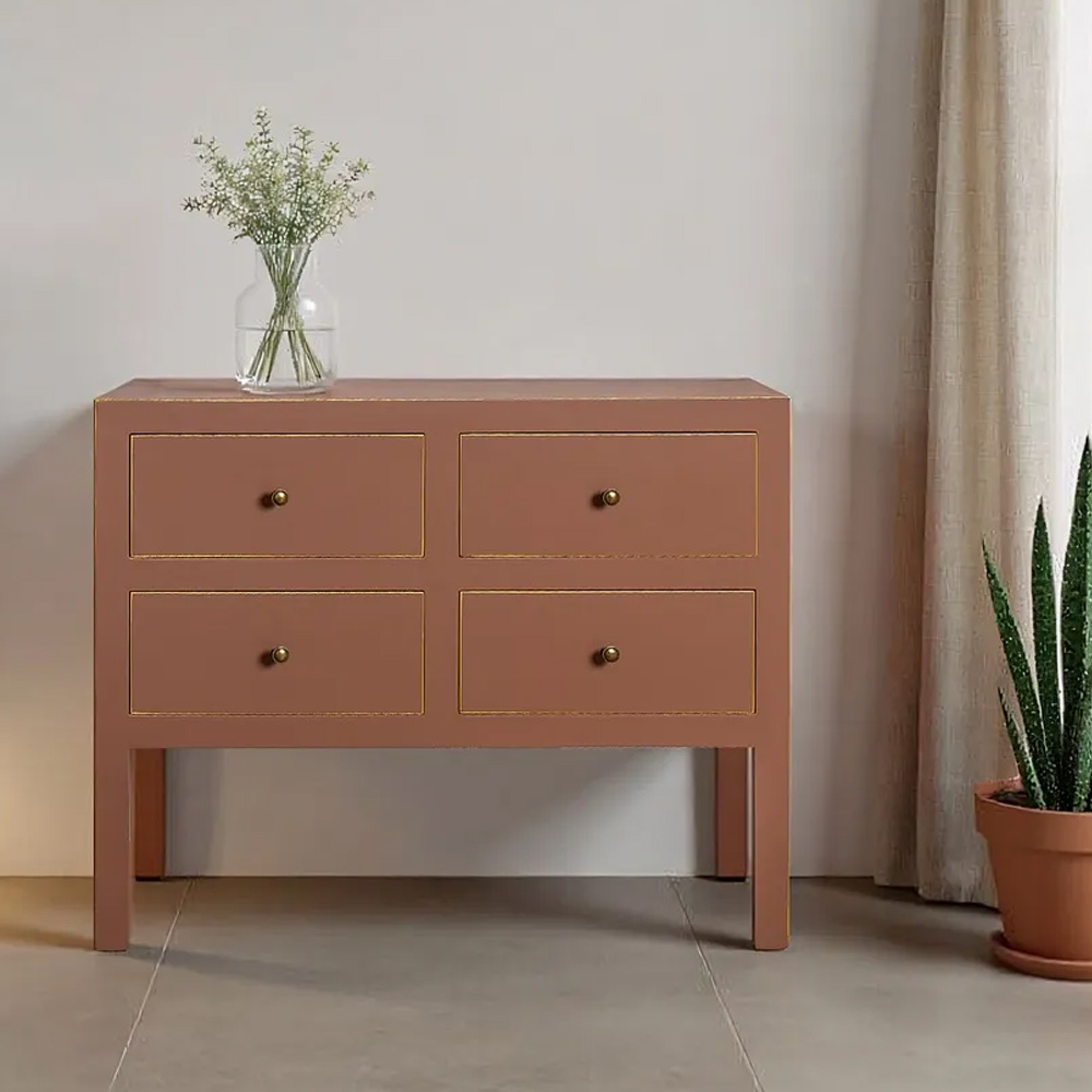 Cómoda Oriental de Madera Moka 4 Cajones 36 x 80 x 66,5 cm 