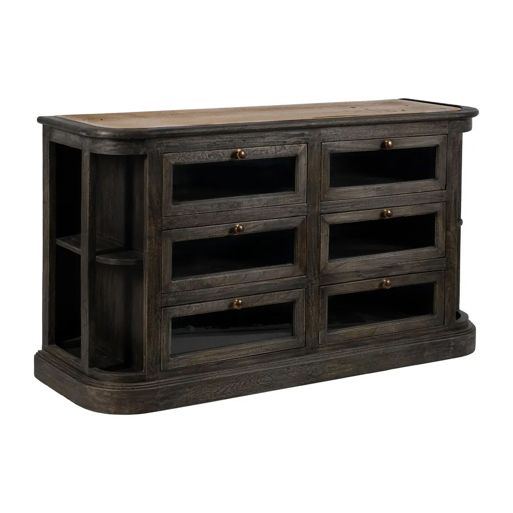 Aparador de Madera y Mármol 6 Cajones 51 x 155 x 88 cm  