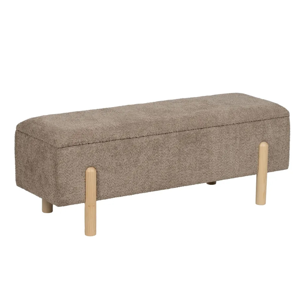 Banco Baúl de Madera DM y Tejido de Poliéster Taupe 42 x 122 x 45 cm    