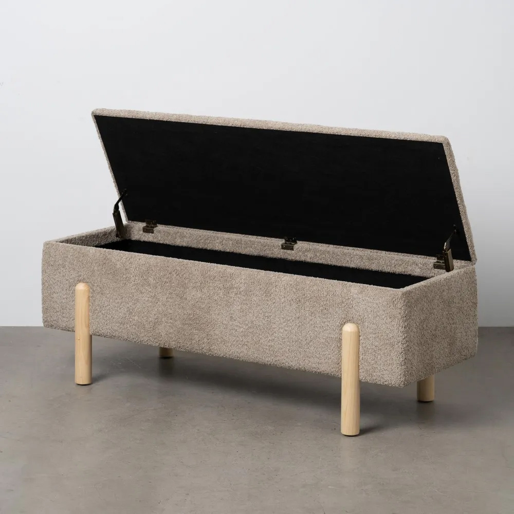 Banco Baúl de Poliéster Taupe 42 x 122 x 45 cm 