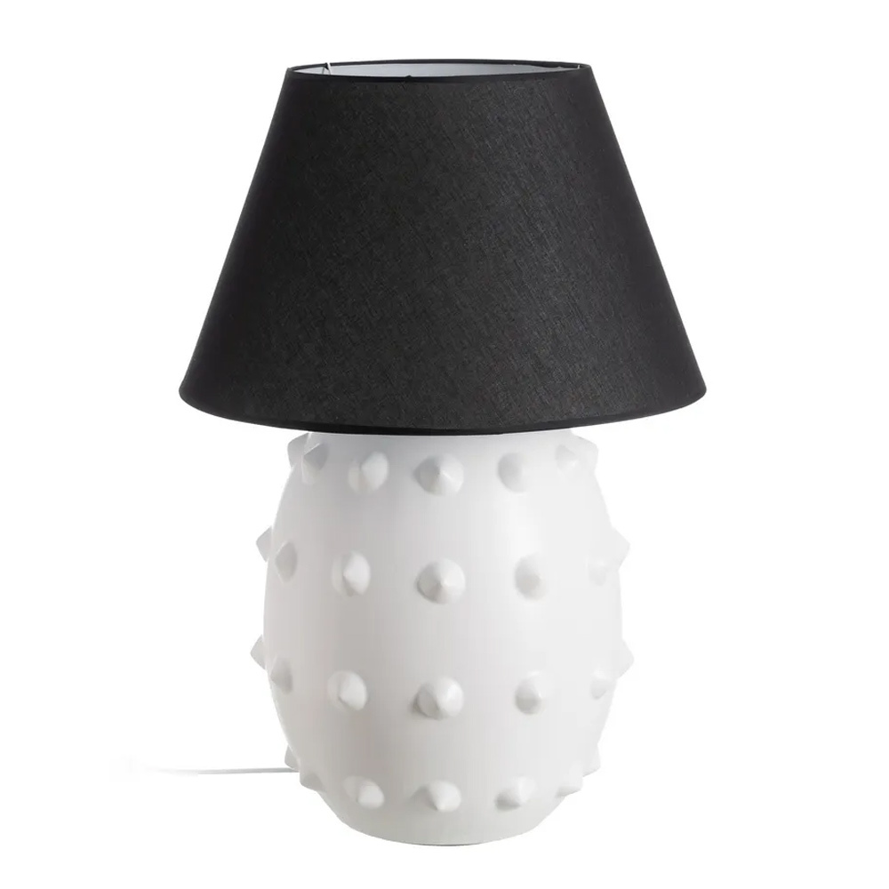 Lámpara Mesa de Cerámica Blanca y Tulipa Negra 50 x 50 x 73 cm  