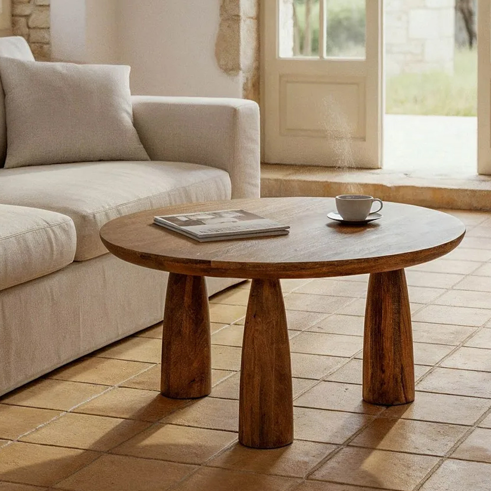 Mesa de Centro de Madera de Mango Natural 75 x 75 x 37 cm 