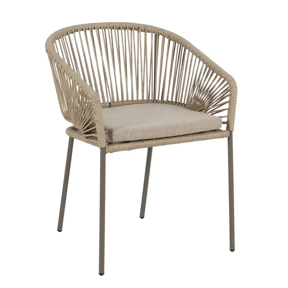 Silla Exterior De Acero y Polietileno Gris 58 x 58 x 77,5 cm 