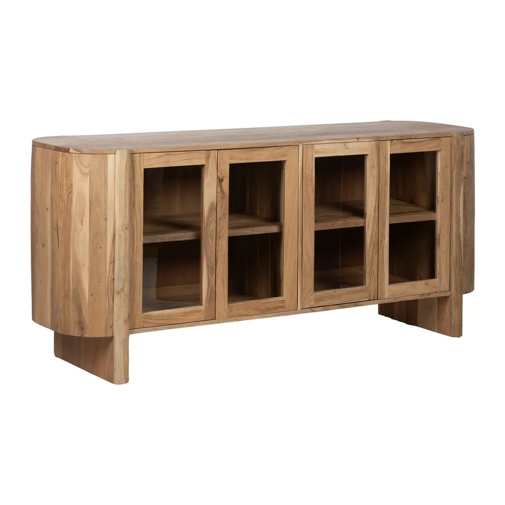 Aparador de Madera de Acacia Natural 4 Puertas 40 x 180 x 80 cm 