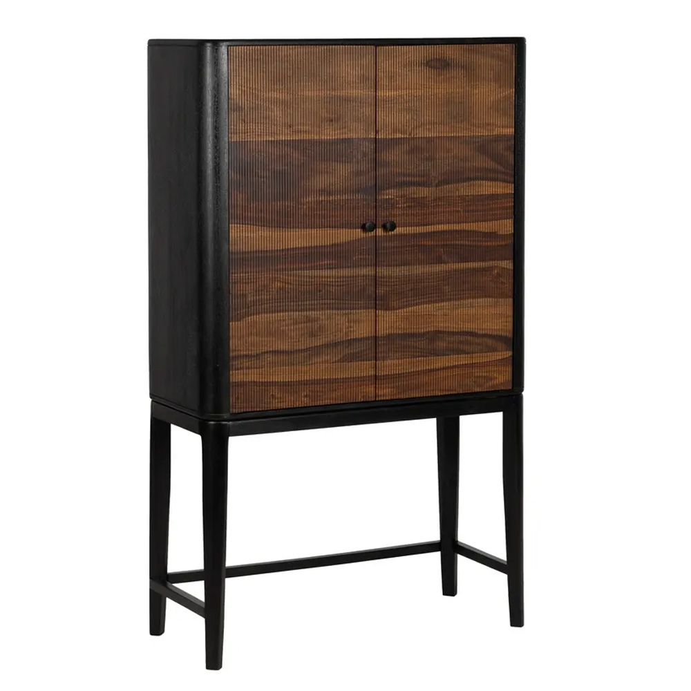 Armario de Madera de Mango Marrón Negro 2 Puertas 40 x 90 x 150 cm 