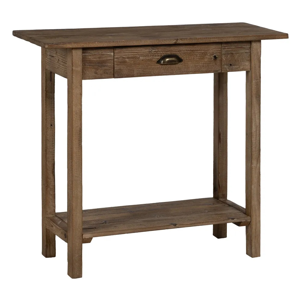 Consola de Madera de Abeto Natural 1 Cajón 34,5 x 90 x 81 cm 