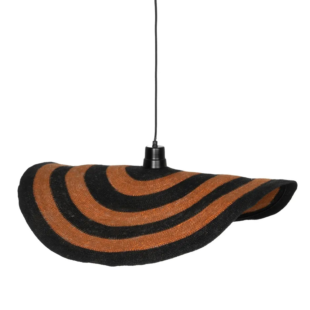 Lámpara de Techo en Fibra Natural Naranja Negro 75 x 75 x 7 cm 