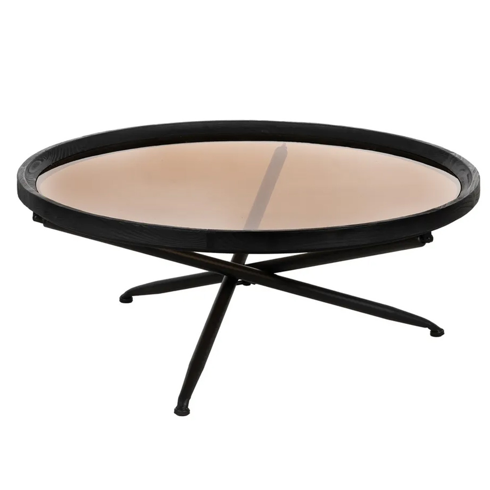 Mesa de Centro de Madera y Cristal 100 x 100 x 40 cm 