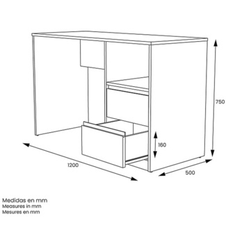 Mesa de Estudio de Melamina 2 Cajones 50 x 120 x 75 cm Ref.508