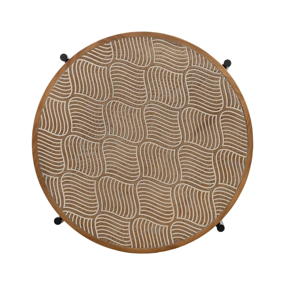 Mesita Auxiliar de Madera Natural 69 x 69 x 52,5 cm 