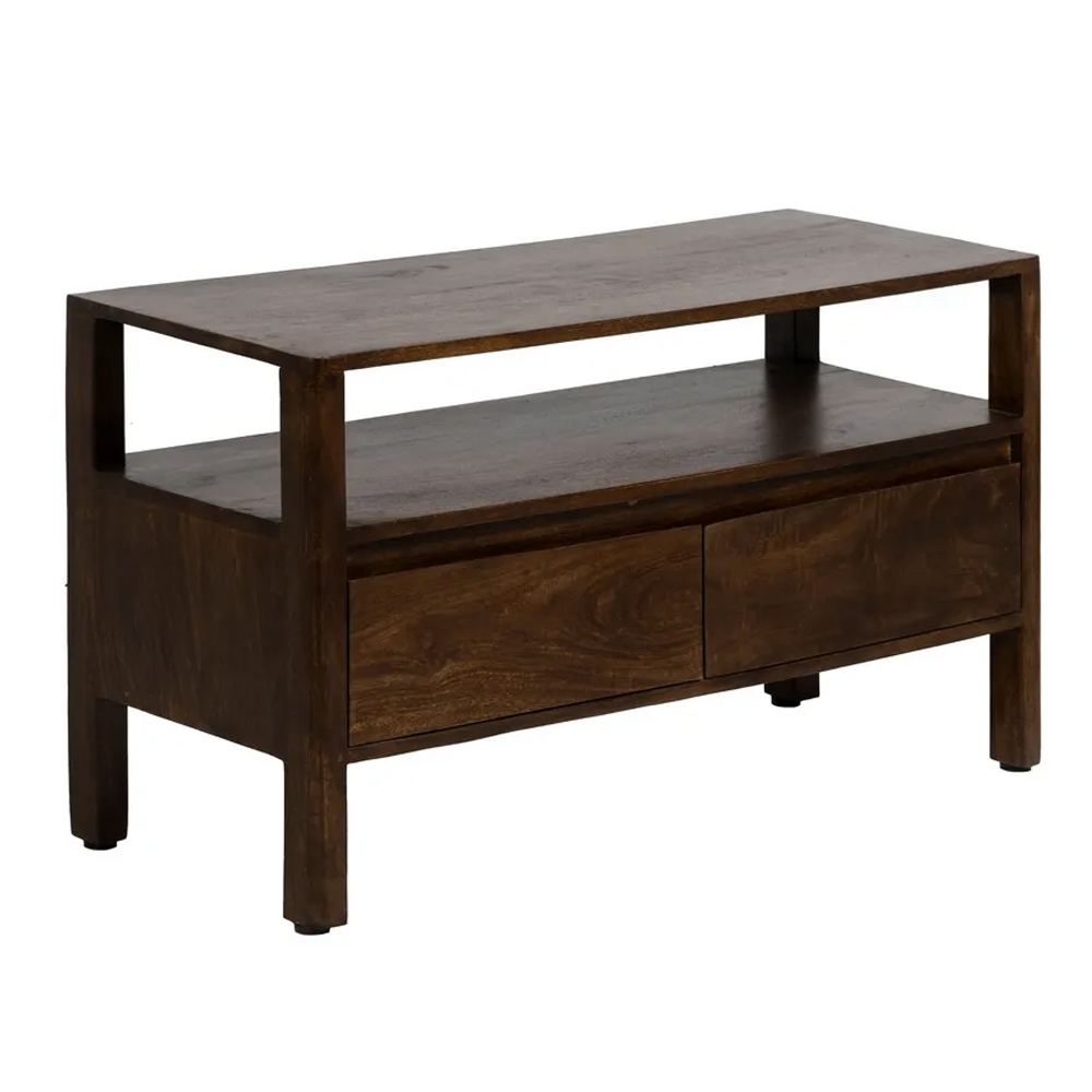 Mueble Auxiliar de Madera Marrón 2 Cajones 40 x 97 x 55 cm 