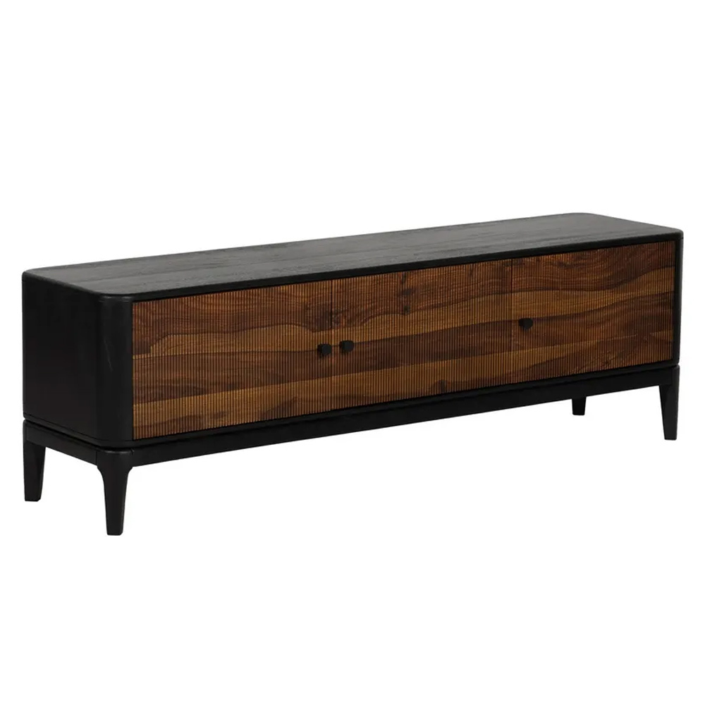 Mueble de Televisión de Madera Marrón Negro 3 Puertas 40 x 160 x 50 cm 