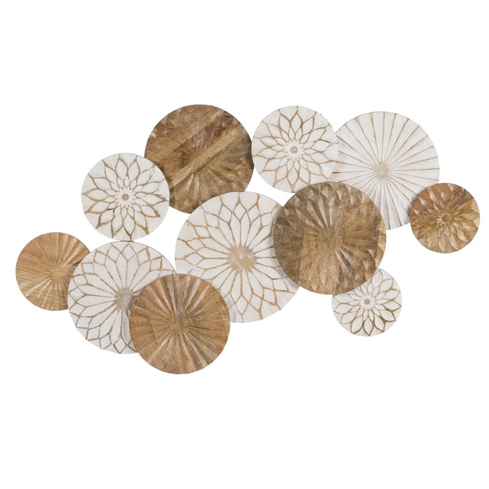 Mural de Madera Blanco Natural 3 x 100 x 60 cm 