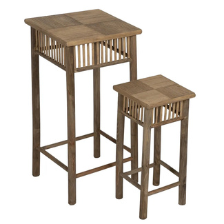 Set 2 Mesitas de Bambú Natural 32,5 x 32,5 x 70 cm 