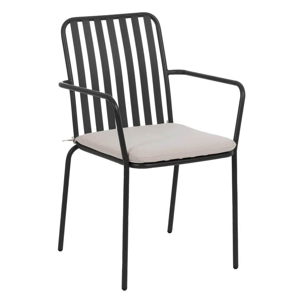 Silla de Exterior de Acero Antracita con Reposabrazos 57 x 56 x 87 cm 