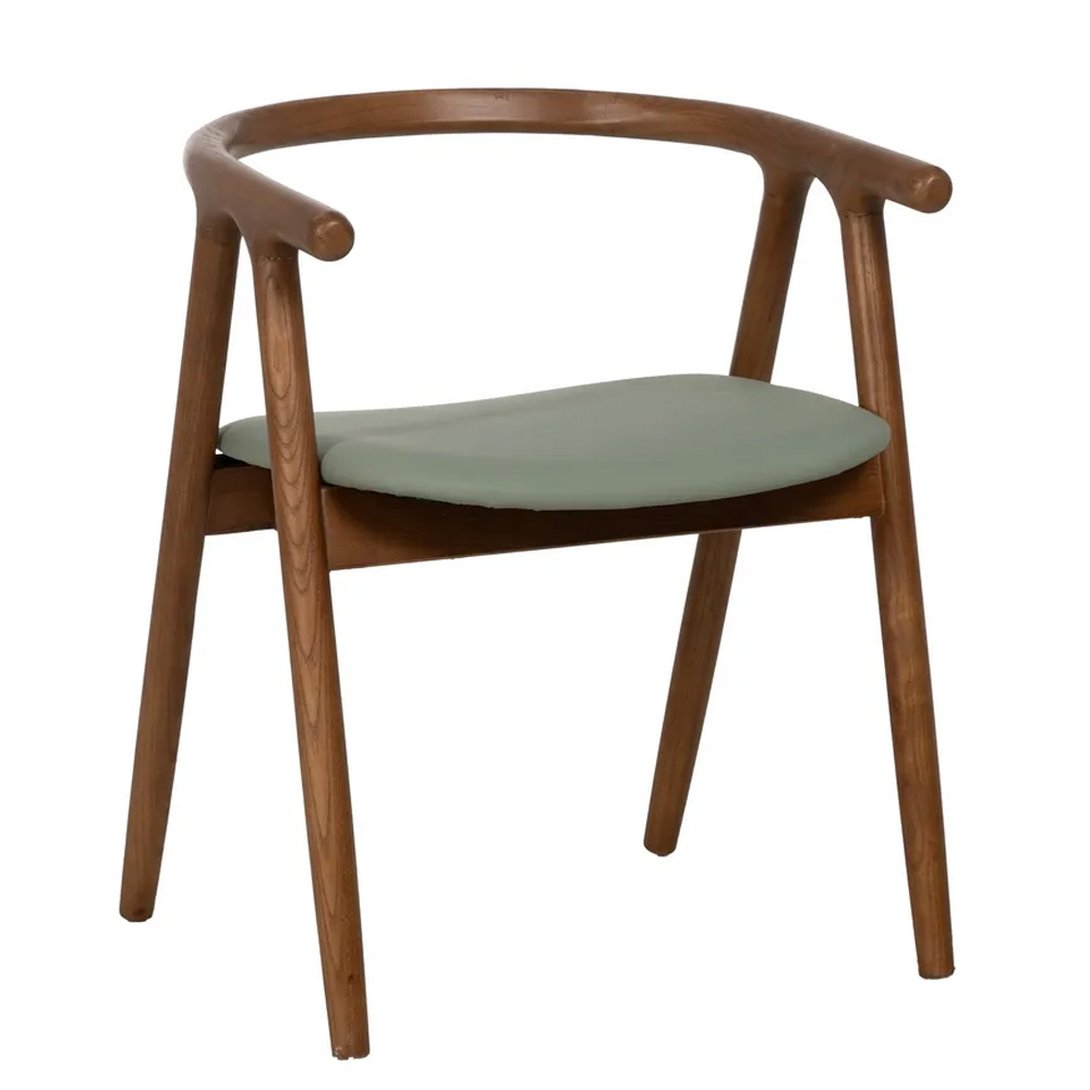 Silla de Madera de Olmo y Asiento en Simil Piel 46 x 47 x 71 cm    