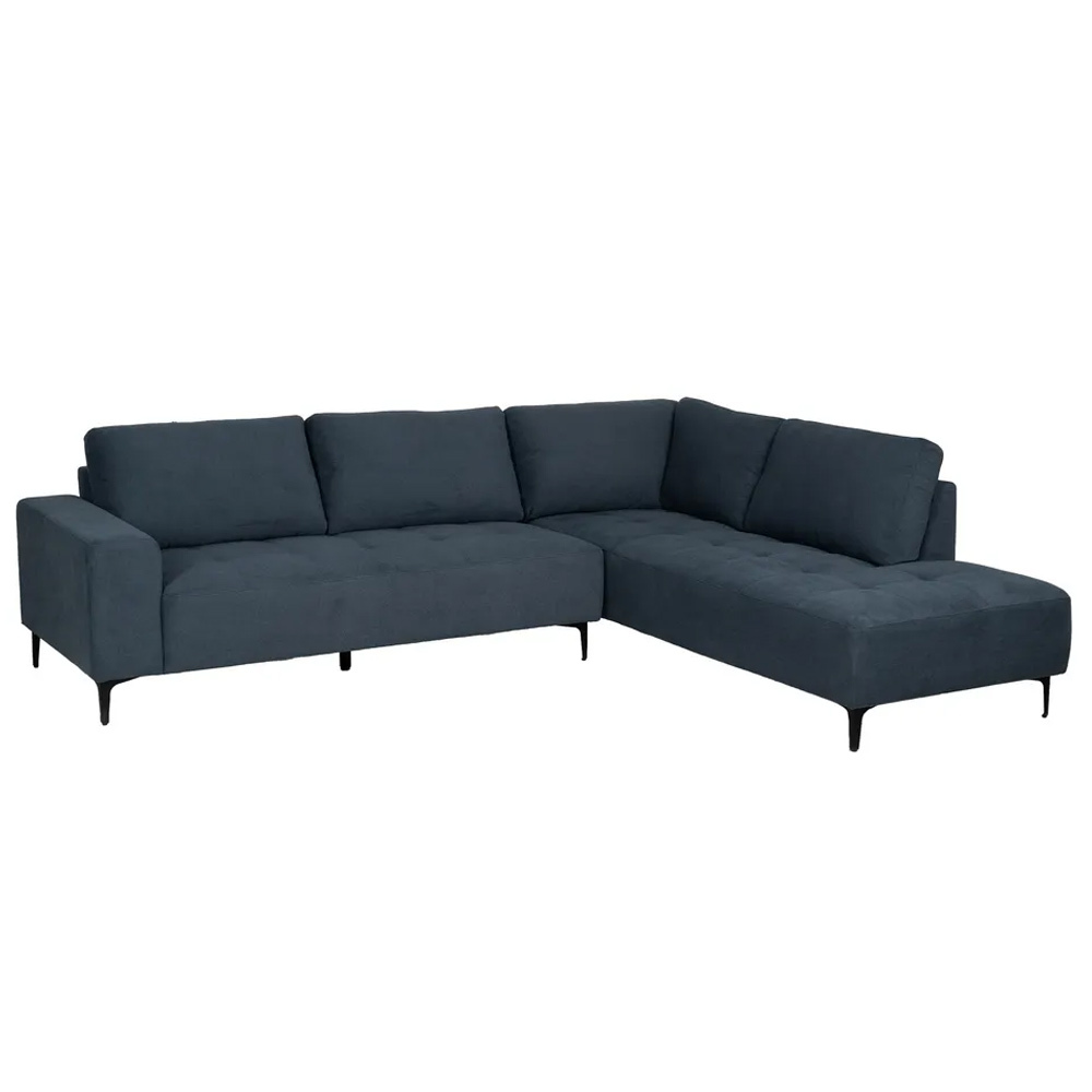 Sofá Chaise Longue Derecha Tejido Azul 222 x 266 x 80 cm 
