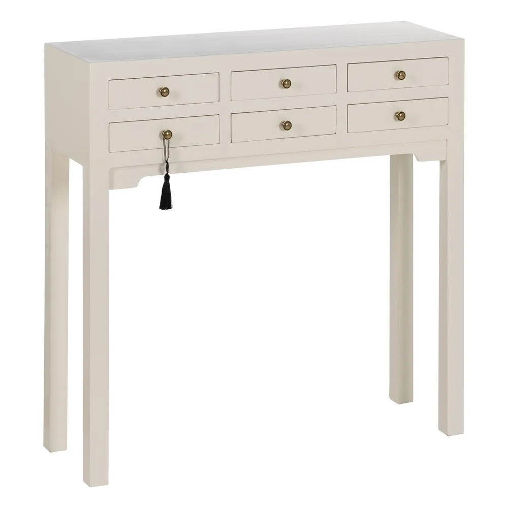 Consola Oriental de Madera de Abeto 6 Cajones 26 x 85 x 85 cm   