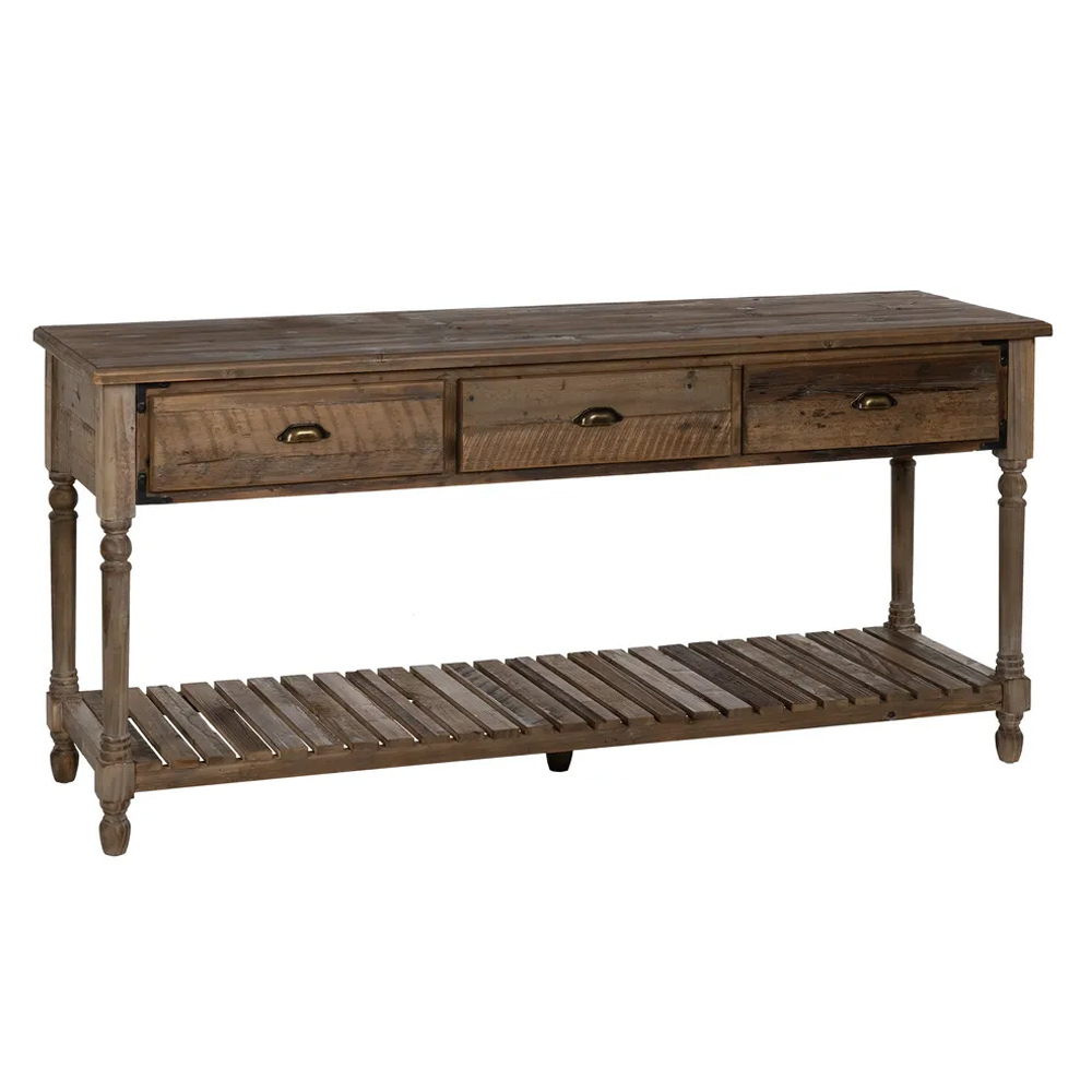 Consola de Madera de Abeto 3 Cajones 50 x 184,5 x 86,8 cm 