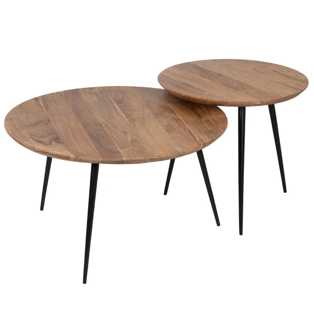 Set 2 Mesas de Centro de Madera 70 x 70 x 40 cm 