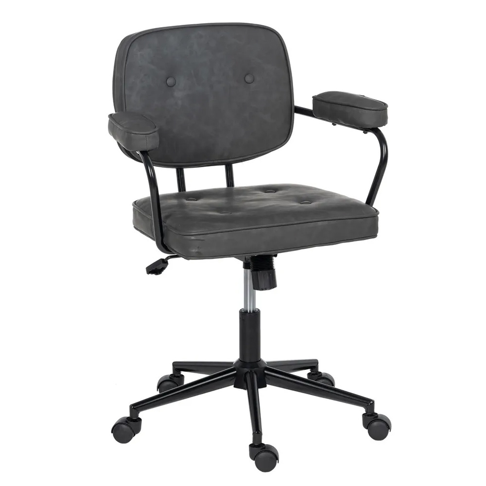 Silla con Ruedas Simil Piel Gris 56 x 56 x 92 cm   